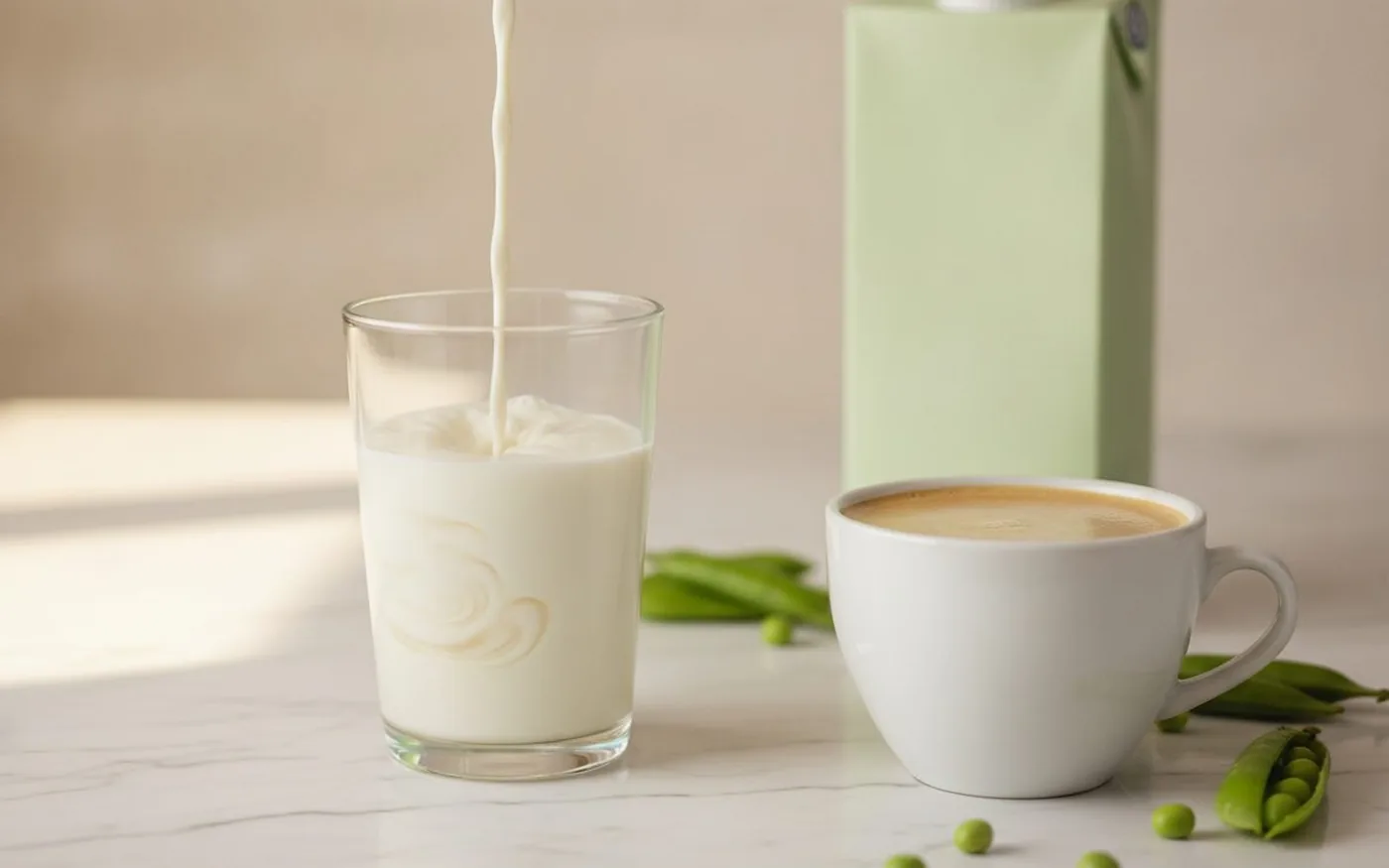 Pea milk for coffee