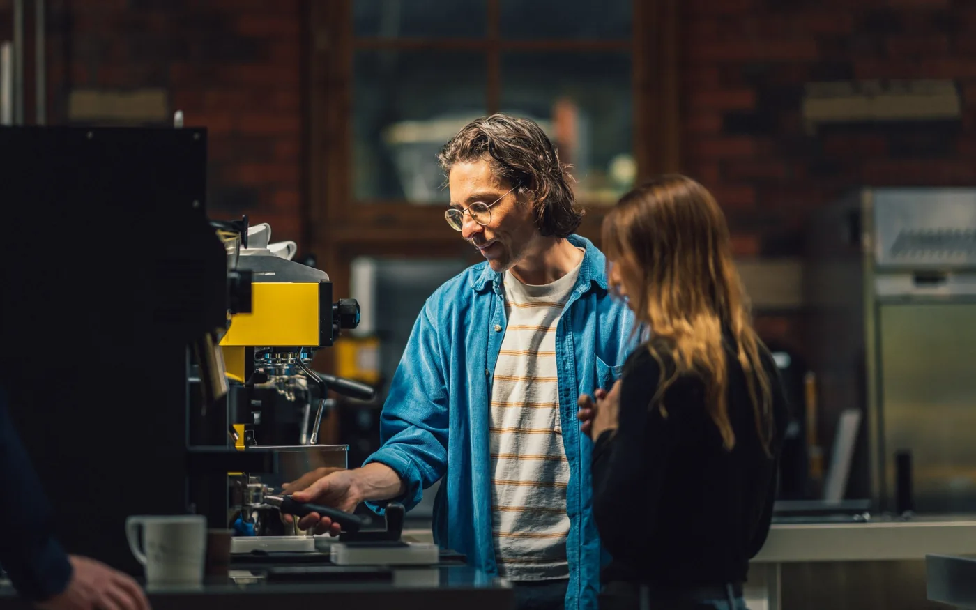 Dark Woods Coffee barista training at the roastery, West Yorkshire