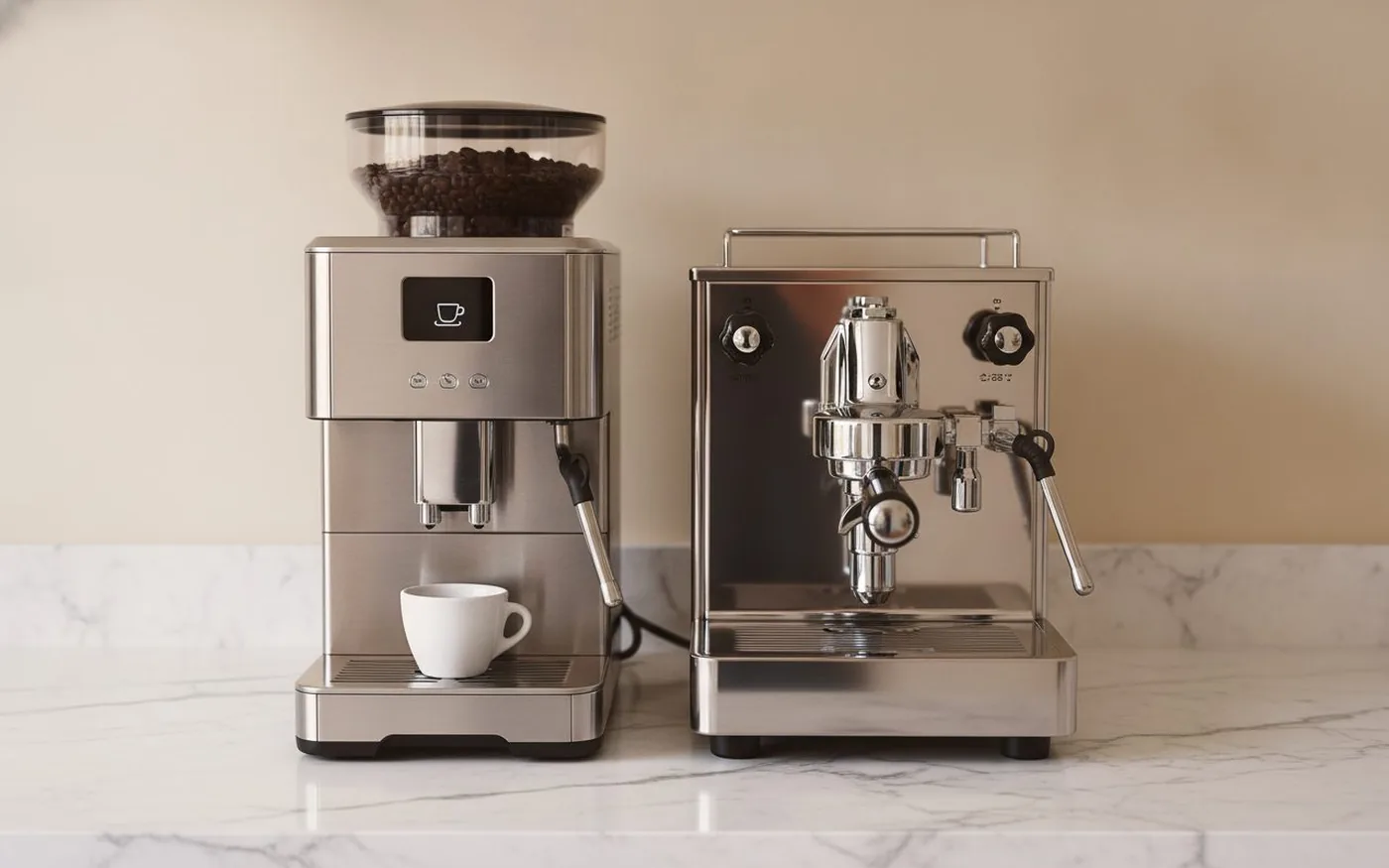 Bean to cup machine versus traditional espresso machine side by side comparison