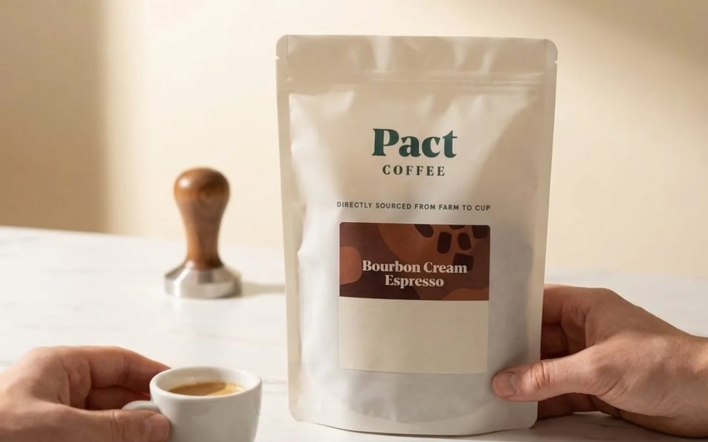 Pact Coffee bag in kitchen