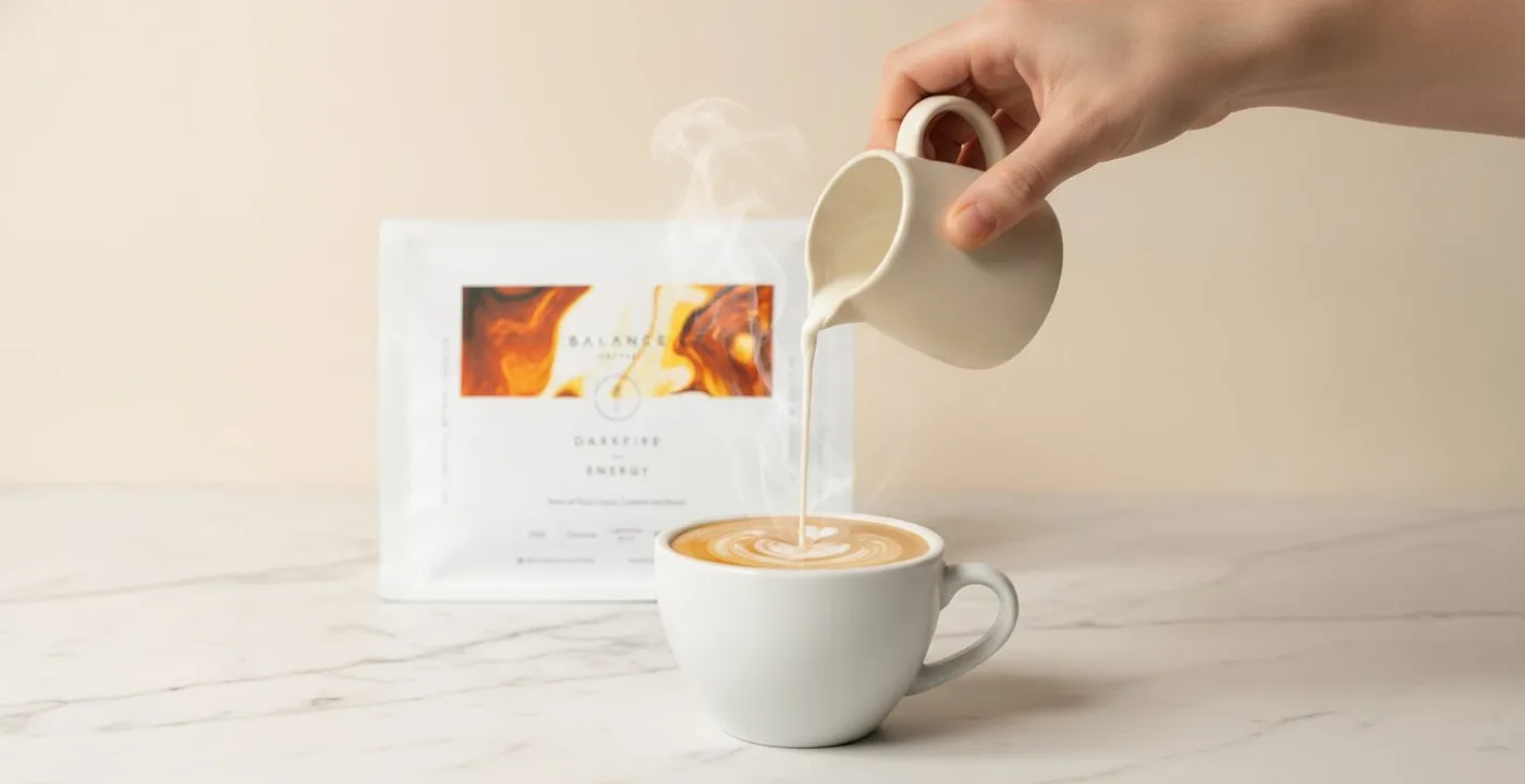 Best coffee for oat milk - medium-dark espresso blends lined up with a barista oat milk latte