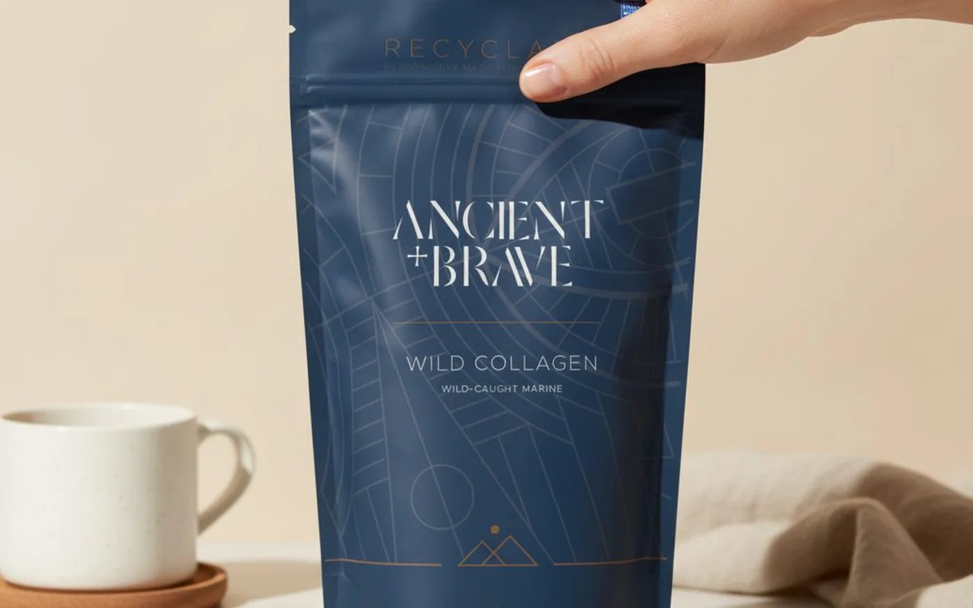Ancient + Brave Wild Collagen marine powder in dark tub