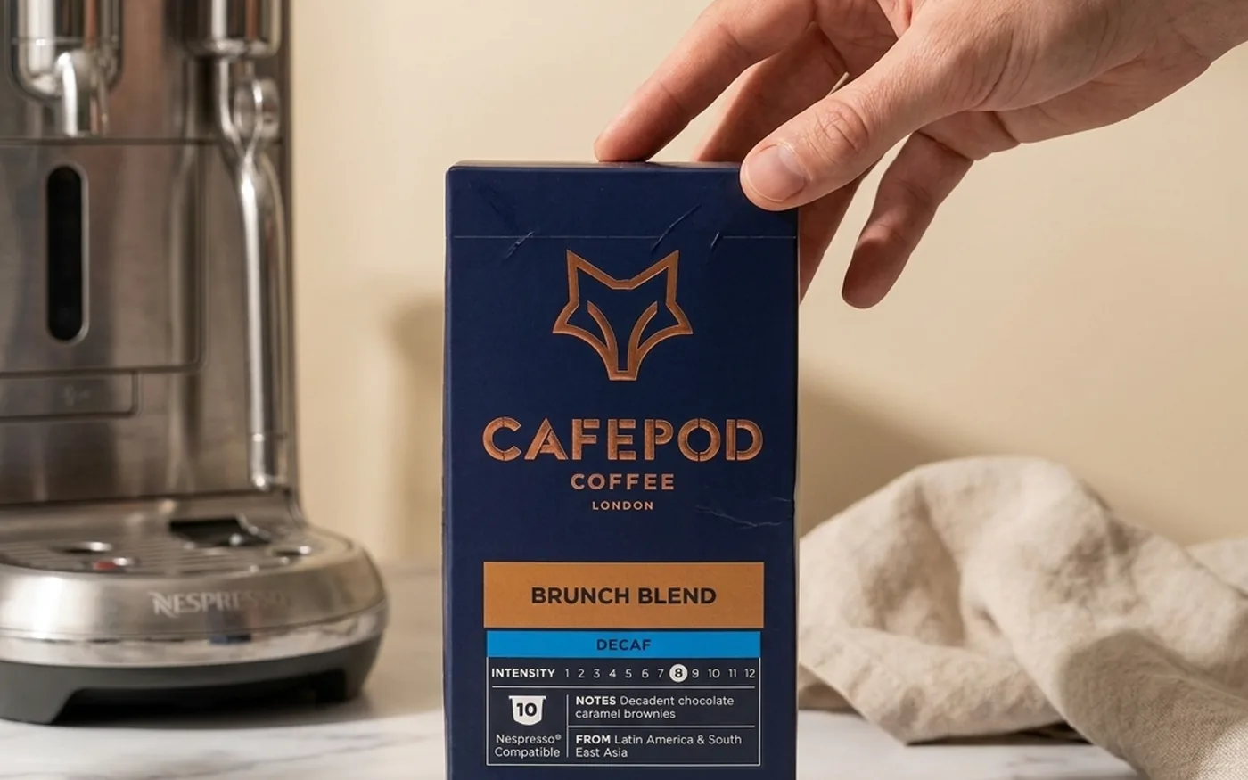 CafePod Brunch Blend decaf Nespresso-compatible pod