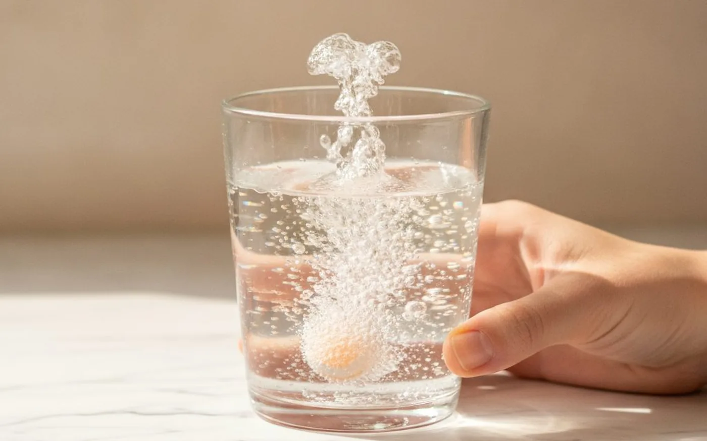 Electrolyte tablet dissolving in water