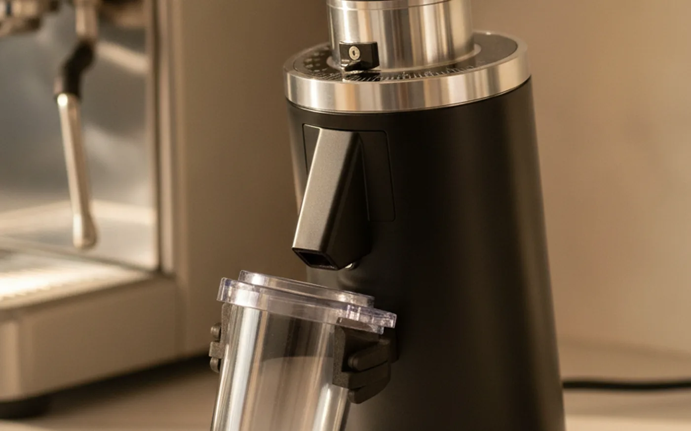 Baratza Encore ESP grinder on wooden surface with coffee