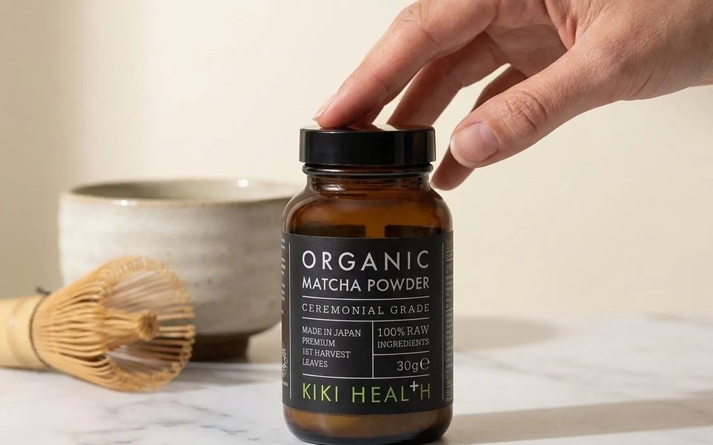 Kiki Health organic ceremonial grade matcha powder pouch