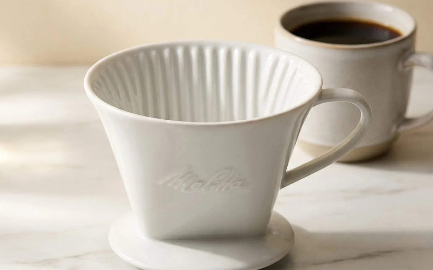 Melitta Porcelain 1x4 white flat-bottom pour over cone