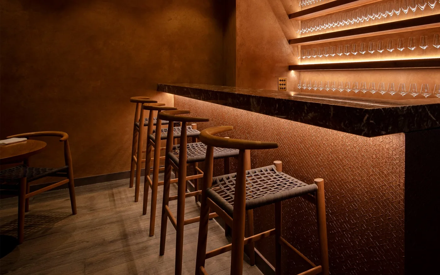 Akoko restaurant interior and dining experience, Fitzrovia, London