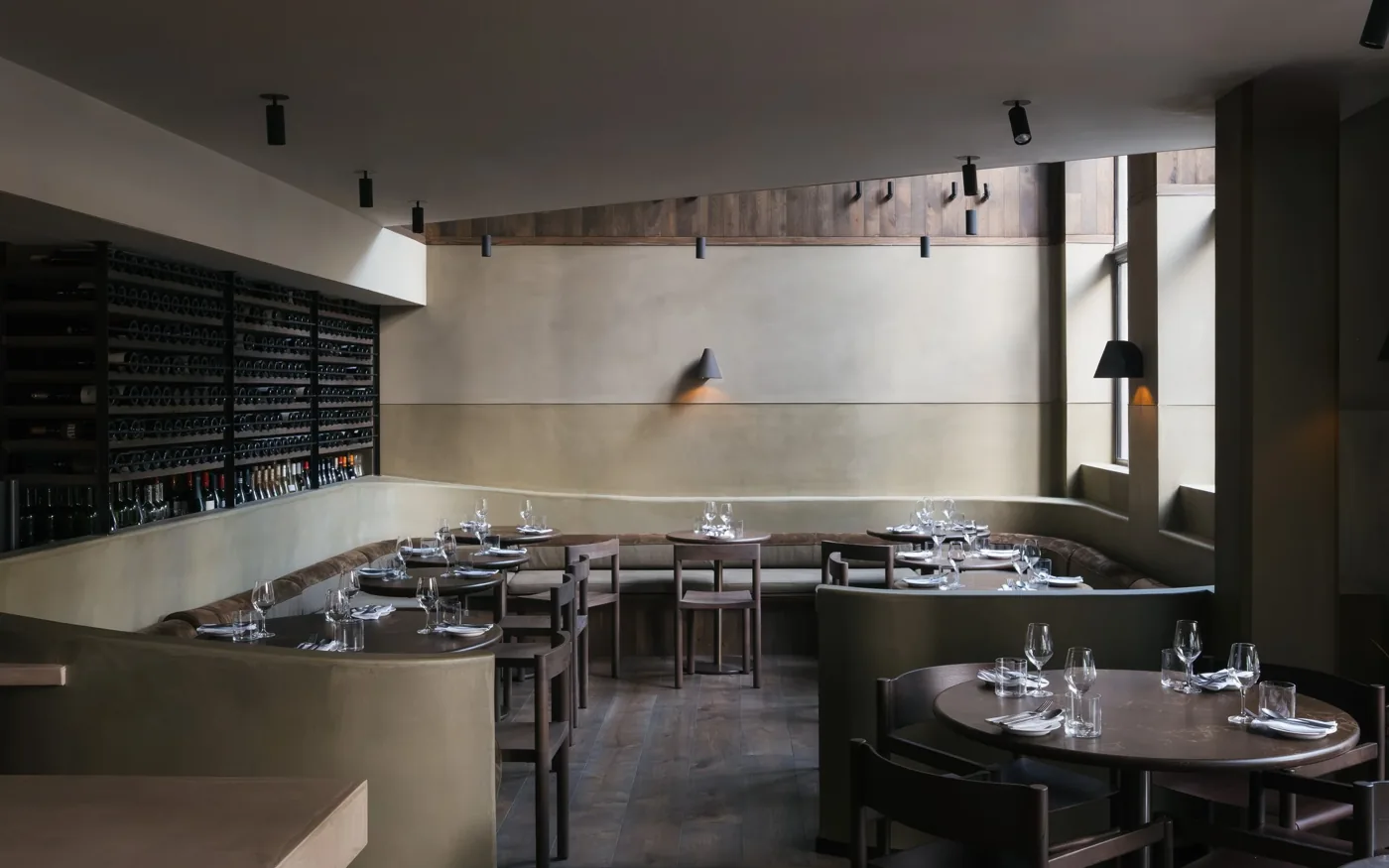 Oma restaurant interior and dining experience, Borough Market, London