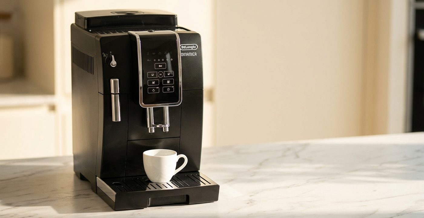 De'Longhi Dinamica bean-to-cup coffee machine on a kitchen counter