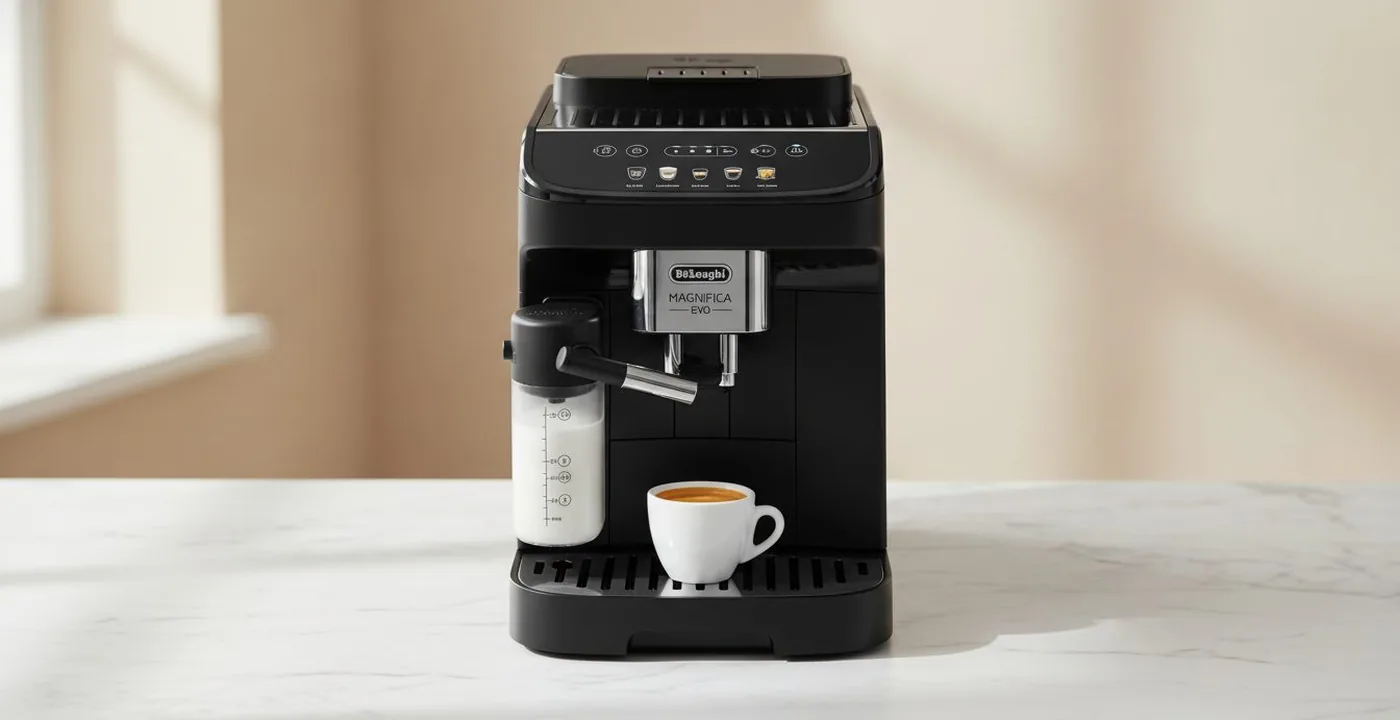 De'Longhi Magnifica Evo ECAM290.61.B bean-to-cup espresso machine on kitchen counter