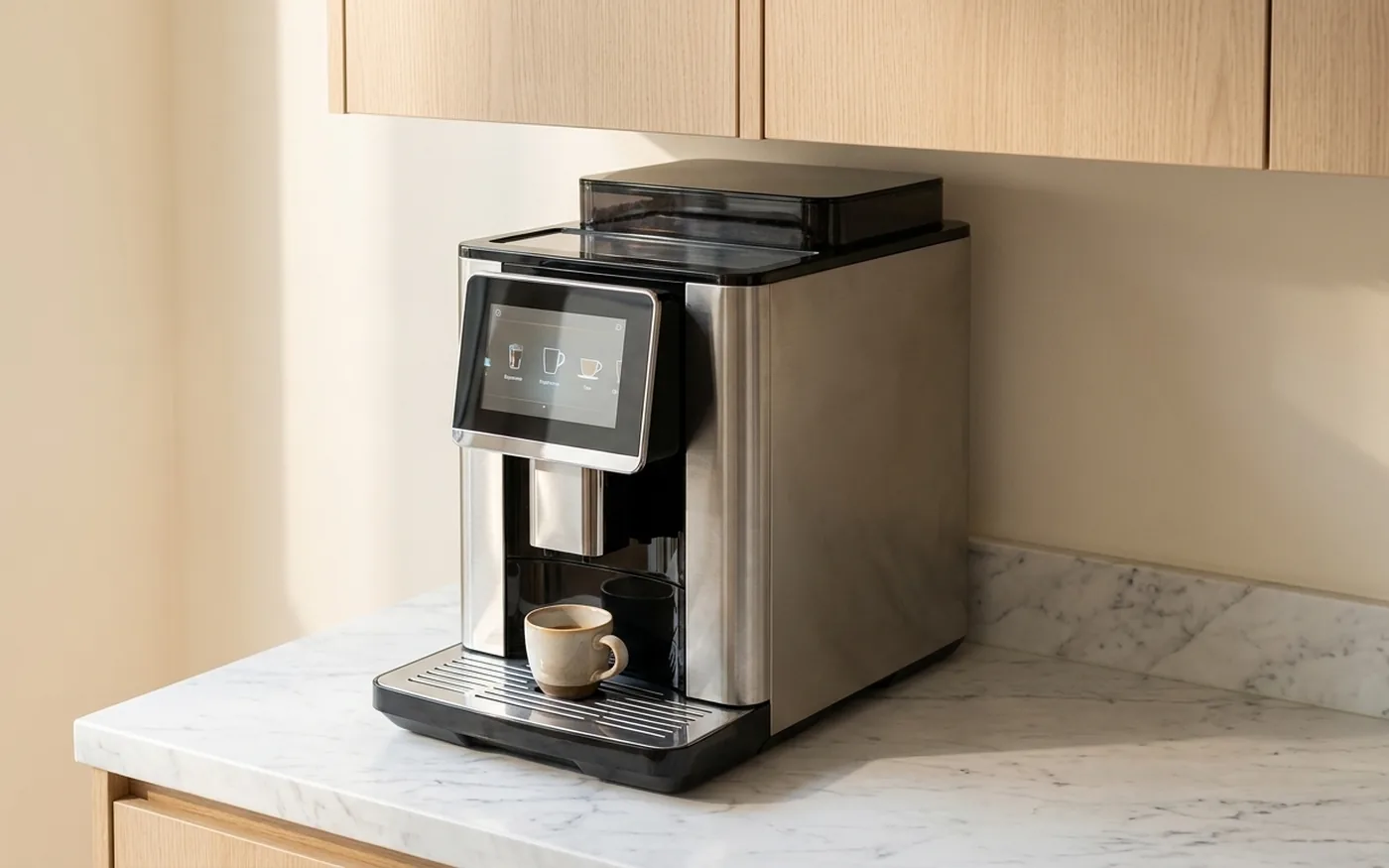 De’Longhi PrimaDonna Aromatic bean-to-cup coffee machine in a kitchen