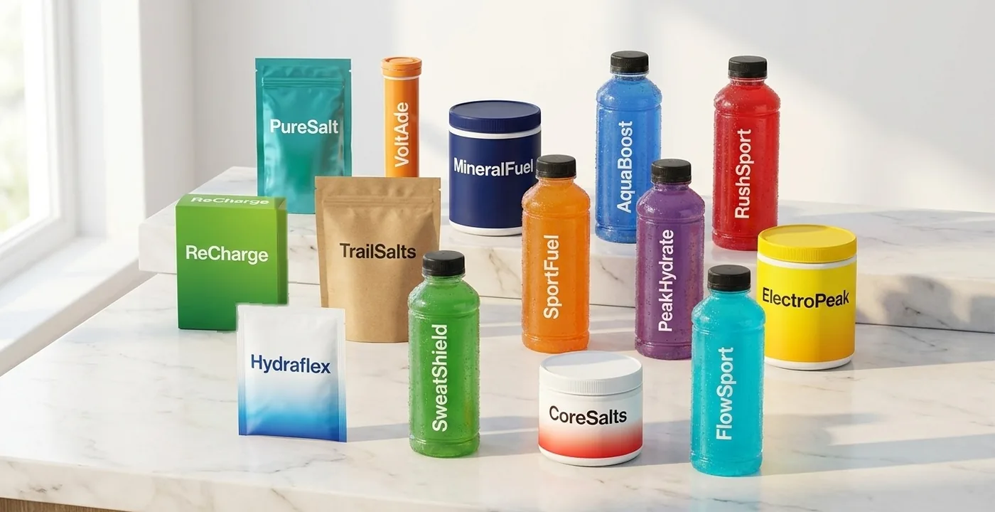 Glass of electrolyte drink next to a sports drink bottle on a gym surface