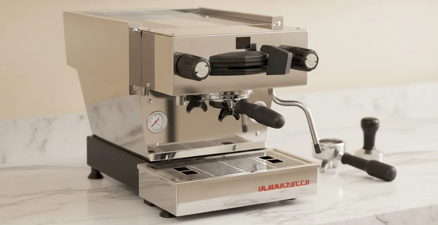 La Marzocco Linea Mini espresso machine on a kitchen counter
