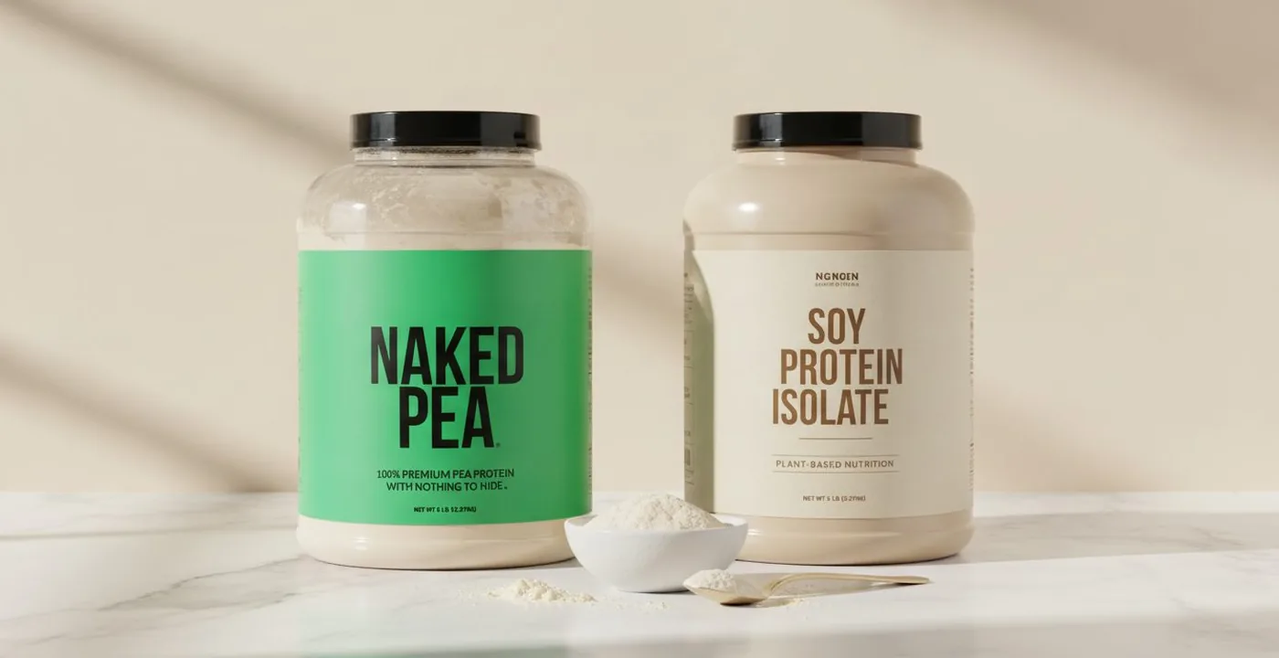 Pea protein and soy protein powder side by side comparison