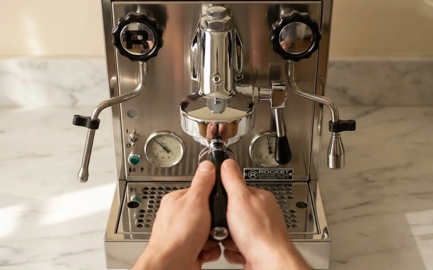 Rocket Mozzafiato Cronometro V espresso machine in full stainless steel