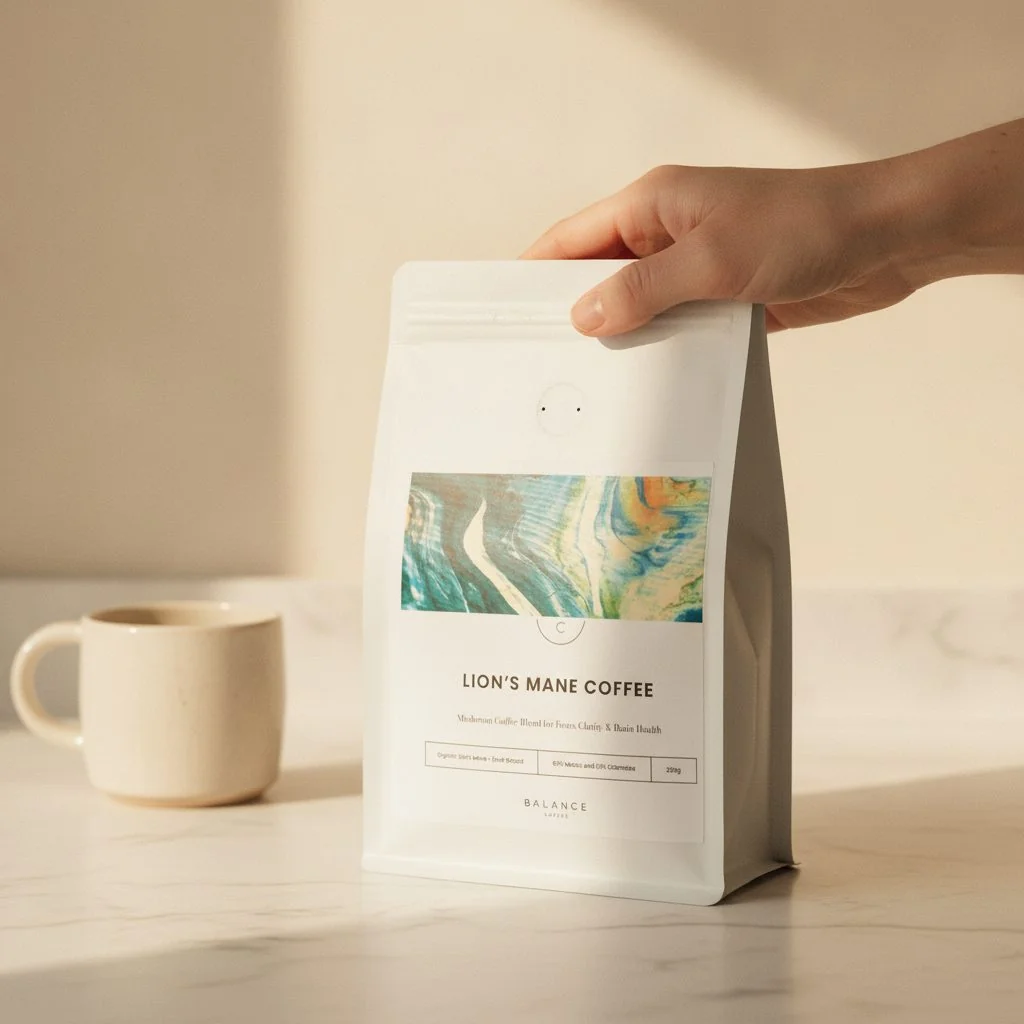 Balance Coffee Lion's Mane Coffee ground bag - UK alternative to Ryze with specialty arabica and 1800mg lion's mane