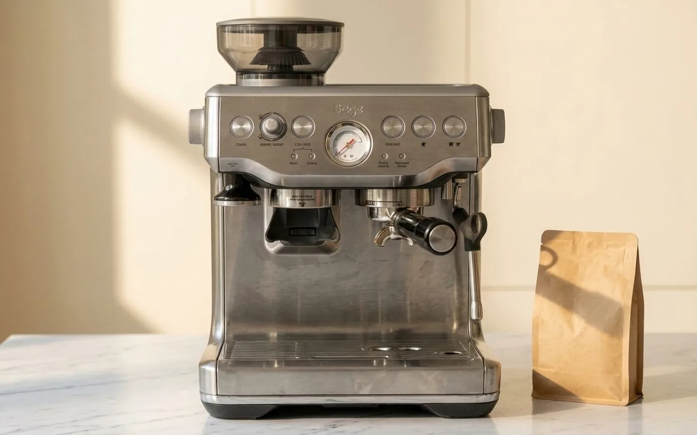 Sage Barista Express espresso machine in Brushed Stainless Steel