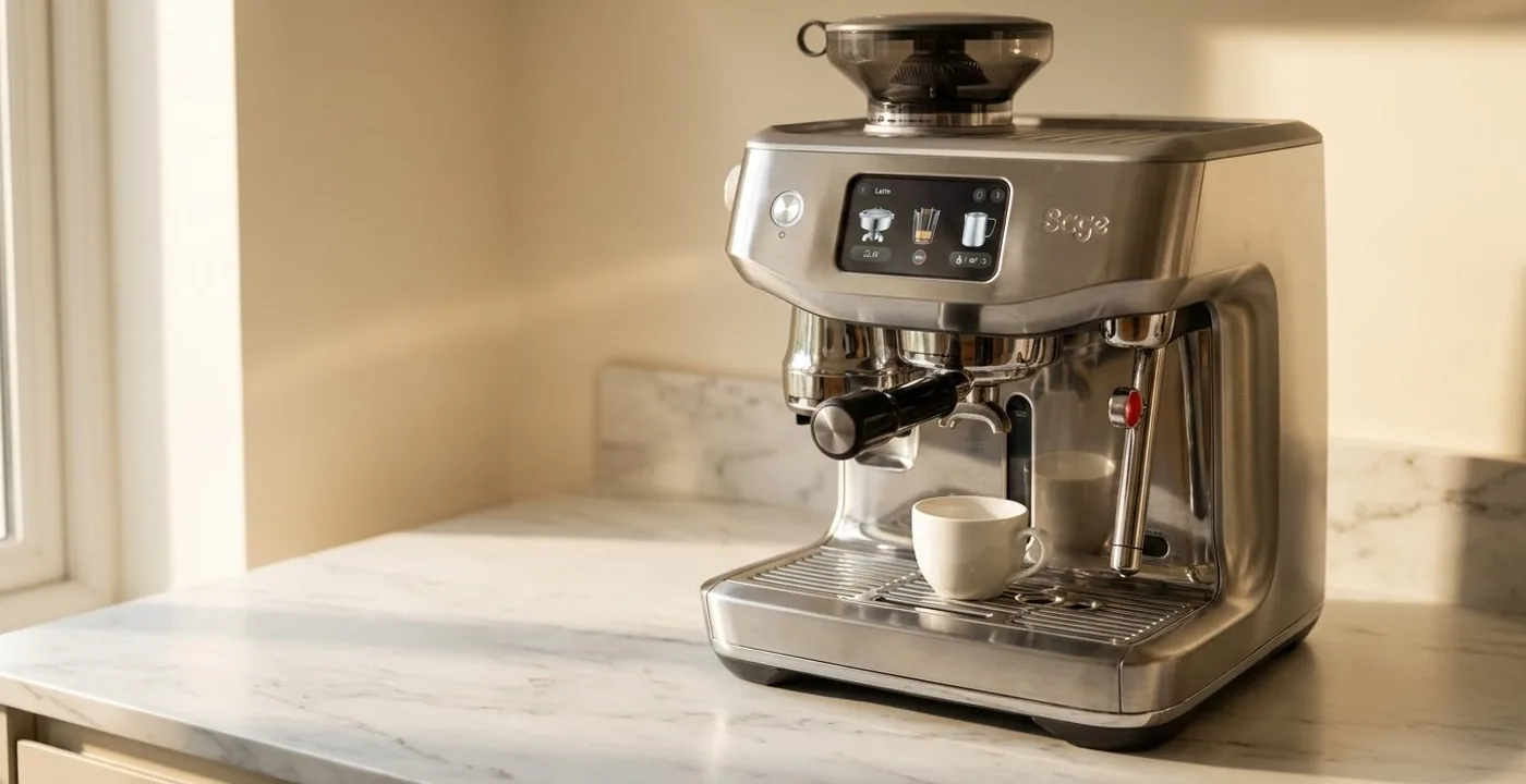 Sage Oracle Jet super-automatic espresso machine on kitchen countertop