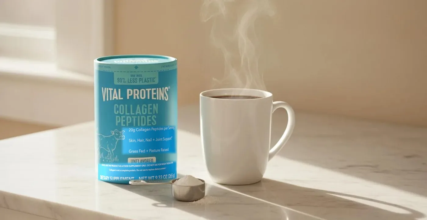 Vital Proteins Collagen Peptides unflavoured tub on a white surface